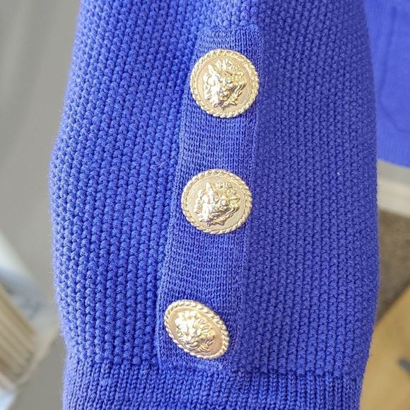 WORLDLY things by Styltricot, Royal blue 100% wool made in Italy sweater. Sz 10 - Picture 5 of 11